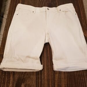 Levis Shorts Womens Size 14 White Denim Rolled Cuff Casual Classic Bermuda